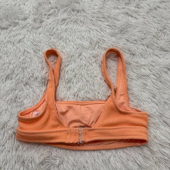 Women Xhilaration Keyhole Ribbed Adjustable Bikini Top in Orange Size Small - Picture 4 of 6
